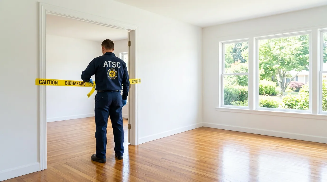 Certified biohazard cleanup crew performing Decomposition Cleanup in Muskegon